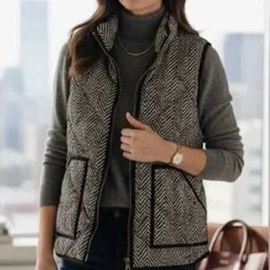 J. Crew Medium Quilted Herringbone Down Vest Women's Puffer Vest Outerwear NWT‎